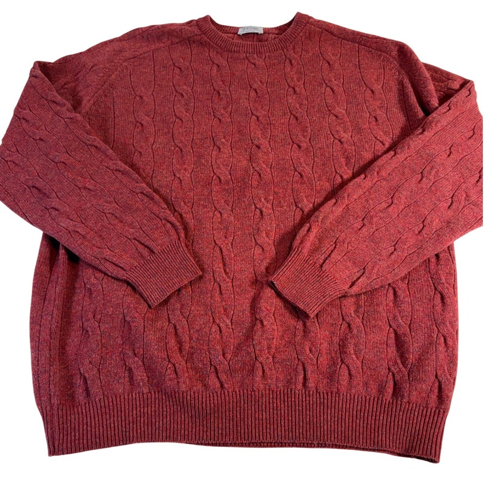 Gran Sasso Wool Cashmere Sweater XL Red Cable Knit Made in Italy
